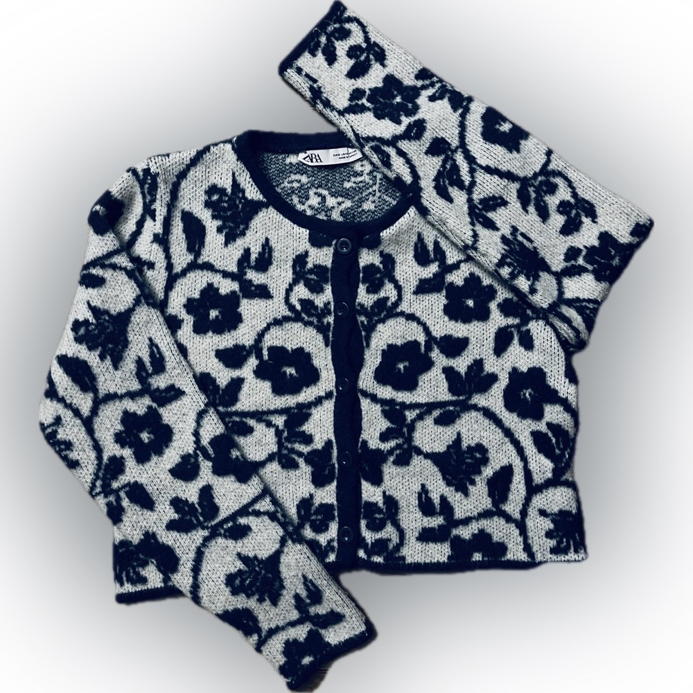 Zara Blue Floral Cardigan